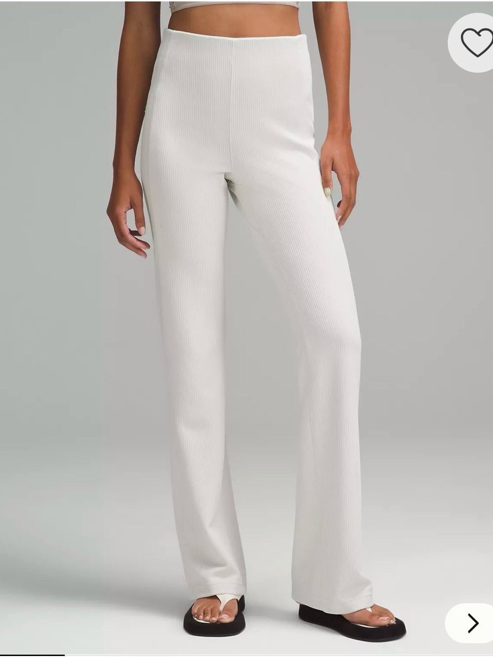 High-Waist Wide-Leg Ribbed Pants in Bone